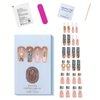 White French Tip Press on Nails Long Square Fake Nails Gold Rhinestone Coffin False Nails with Designs Dollar Money Nails Press on Acrylic Nails Glossy 3D Heart Glue on Nails for Women and Girls 24Pcs