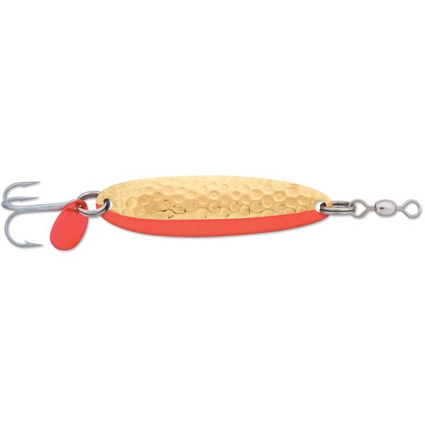 Luhr Jensen 3/8 Krocodile Treble Hook, Hammered Brass/Fire Side Stripe (Model: 1003-038-0034)