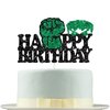 Deloklte Green Fist Happy Birthday Cake Topper, Cartoon Movie Theme Birthday Party Decoration for Kid Boys Girls, Superhero Cake Decor, Kids Birthday Party Baby Shower Supplies