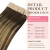 GOO GOO Tape in Hair Extensions Chocolate Brown to Caramel Blonde Real Human Hair Extensions Seamless Straight Human Hair Extensions 50g 20pcs 14inch