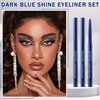 QIUFSSE 3PCS Blue Eyeliner Pencil Waterproof Eyeliner Pen Retractable Colorful Eyeliner Easy to Use Eyeliner Pen for Women,Pro Delineador De Ojos A Prueba de Agua（Dark Blue Shine）