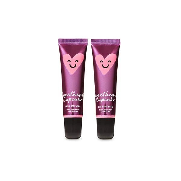 Bath and Body Works 2 Pack Sweetheart Cupcake Pink Shimmer Lip Gloss .47 Oz.