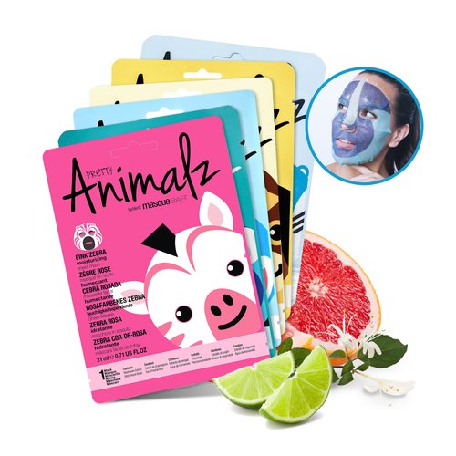 masque BAR Pretty Animalz Facial Sheet Mask, Fun and Unique Sheet Masks with Animal Character Prints, Hydrating and Soothing Korean Facial Mask, Nourishing & Exfoliating Skin Care, Pack of 6