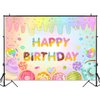 Mocsicka Donut Happy Birthday Backdrop for Girls Sweet Candy Birthday Party Decorations Background Cake Table Banner Donut Ice Cream Birthday Photography Background (7x5ft (82x60 inch))