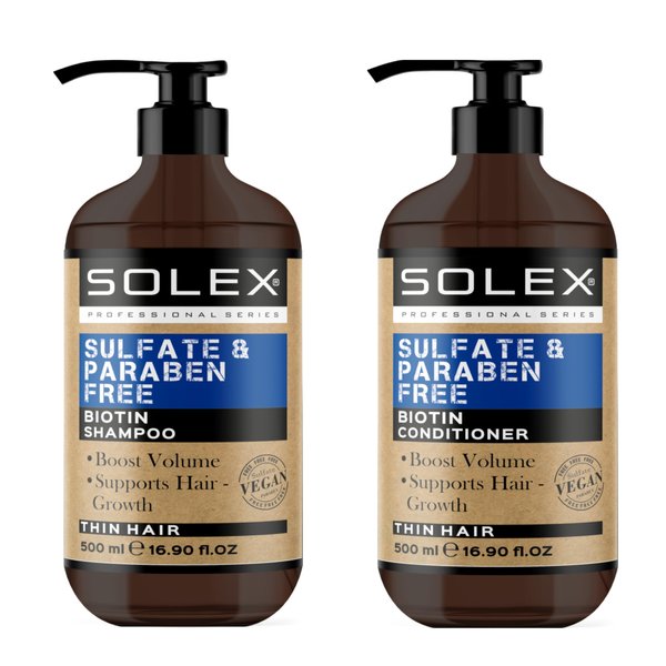 solex Biotin Oil Shampoo and Conditioner Set for Hair Growth- Sulfate & Paraben Free - Volumizing Shampoo - Treatment for Men & Women Hair Thickening Volumizing Products, (2 pc. X 16.9 Fl Oz / 500mL)