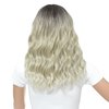 SWACC Shoulder Length Curly Wavy Colored Glueless Lace Front Wigs for Women Middle Part Natural Wave Heat Resistant Synthetic Hair Replacement Wig (Brown Root Blonde Ombre)