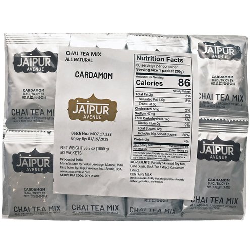 Jaipur Avenue Chai Tea Mix Cardamom (50-Count Bag)