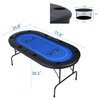 Vilobos Poker Table Texas Holdem Poker for 8 Players Casino Games Blackjack Baccarat with Faux Leather Padded Rails and Cup Holders-Blue Folding Poker Table (Texas Holdem Poker)