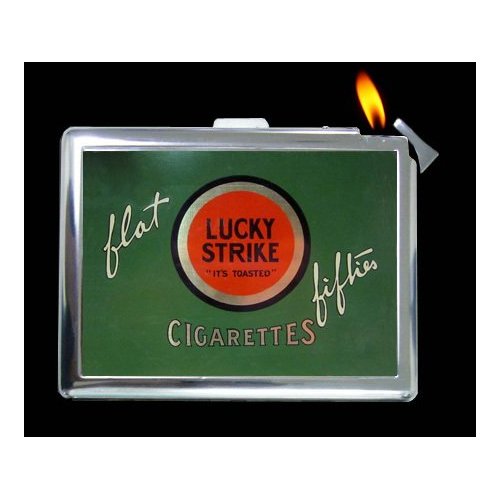 Vintage Look Lucky Strike Flat Fifties Cigarette Case with Lighter
