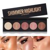 Highlighter Powder Palette, Makeup Palette Facial Bronzers Illuminator Palette Highlighter Baked Waterproof Long Lasting Brilliant Lighten Skin Color Face (Highlighter Powder)