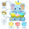 Holaxander Baby Elephant Musical Stuffed Animals Toy with Light-Up Music & Crinkle Sound Paper,Infant Bilingual Early Learning Education Toys,Tummy Time Toys for 0-3-6-12+ Months Boy Girl, Blue