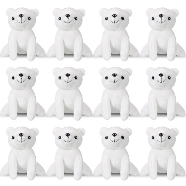 Hiboom 12 Pieces Polar Bear Stuffed Animal Mini Plush Polar Bear White Soft Polar Bear Plush Toy 6 Inch Stuffed Animal Cuddly Bear Gifts for Boys and Girls Christmas Winter Birthday Decor(Cute)