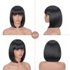 LUVEUNI Short Bob Wig with Bangs Straight Black Wigs for Women Costume Wigs for Girl Shoulder Length Synthetic Cosplay Wig (Black)