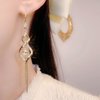 Sttiafay Vintage Crystal Dangle Earrings Long Rhinestone Chain Earrings Gold Swirl Square Drop Earrings Shine Cz Tassel Drop Earrings Jewelry for Women and Girls