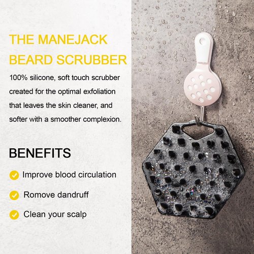 Scalp Exfolizator Tool for Beard Growth, Silicone Mustache Shampoo Comb for Men w/Flexible &Soft Bristles Shower Brush, Scrubber for Dandruff Removal