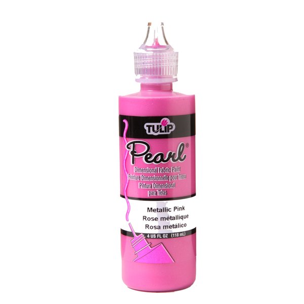 TULIP Dimensional Fabric Paint 26527 Dfpt 4Oz Pearl Metallic Pink, 4 Fl Oz (Pack of 1), MetallicPink