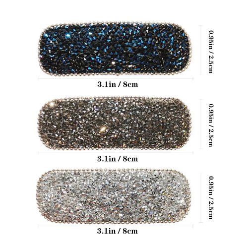 Yusier 3.1 Inch Hair Clips for Fine Hair 6PCS Rhinestone Snap Hair Clips Sparkly Hair Clips Rectangle No Slip Hair Barrettes for Women And Girls (Beaded Edging)