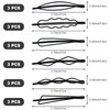 Naturahand 18 PCS Geometric Metal Hair Clips, 2.7 Inch Minimalist Hair Pins for Women and Girls, Wave Hair Barrettes for Hair Decorative Wedding Dainty Styling Accessories (Black, 6 Style)