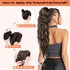 SEIKEA 2PCS Ponytail Extension, 26" Eva Long Wavy 28" Vida Long Straight Drawstring Ponytail Multi-layered Clip in Hair Extensions Ponytail Synthetic Hairpiece Chocolate Brown Caramel Blonde Highlight