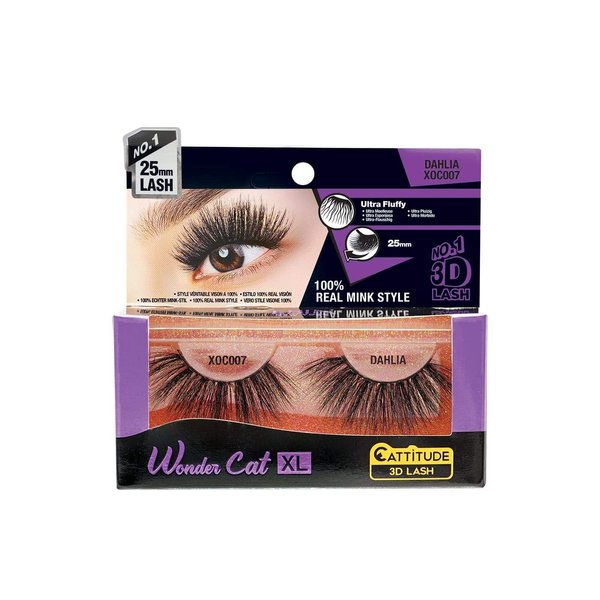 CATTITUDE 3D LASHES Dahlia Wonder Cat XL Faux Mink False Eyelashes, Lightweight & Reusable, Cruelty-Free