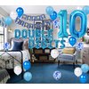 10th Birthday Decorations Blue Double Digits 10th Birthday Party Supplies Blue Happy Tenth Birthday Banner 10 Foil Star Balloon Confetti Balloons for Boys Son 10 Years Old Birthday
