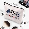 CEASQVAA Soccer Gifts Makeup Cosmetic Bag for Women, Soccer Coach Gifts, Soccer Team Gifts for Soccer Lovers Players Fans Birthday Gifts for Her Women