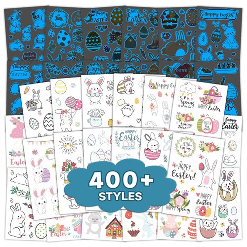 EMOME 56 Sheets Glow Easter Tattoos for Kids, Blue Luminous Temporary Tattoo Stickers Kids for Easter Party Supplies Favors, Easter Temporary Tattoos Egg Fillers Basket Stuffers Goodies for Kids