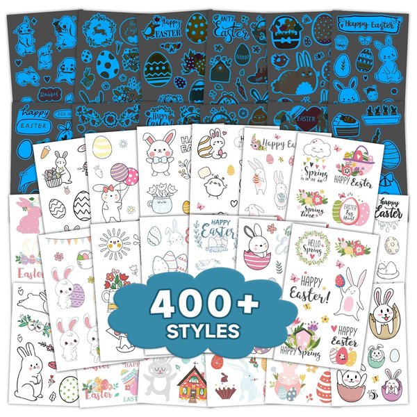 EMOME 56 Sheets Glow Easter Tattoos for Kids, Blue Luminous Temporary Tattoo Stickers Kids for Easter Party Supplies Favors, Easter Temporary Tattoos Egg Fillers Basket Stuffers Goodies for Kids
