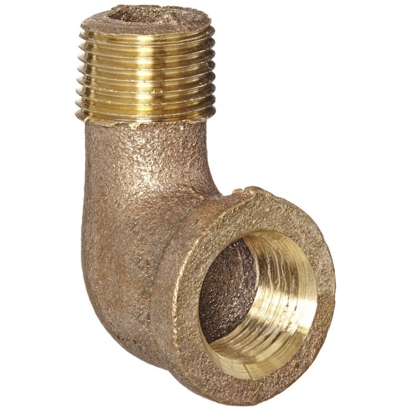 Anderson Metals 38116 Red Brass Pipe Fitting, 90 Degree Street Elbow, 3/8" Female x 3/8" Male