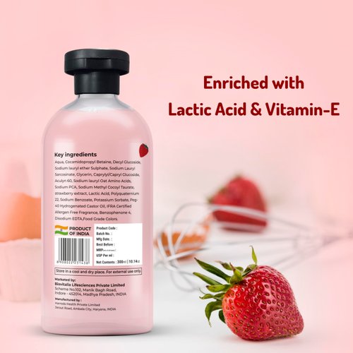 Wit & Whimsy Bubble Bounce Strawberry Shower Gel Enriched with Lactic Acid & Vitamin E Authentic Ayurvedic Formulation For All Skin Type - 300ML (10.14 Oz)