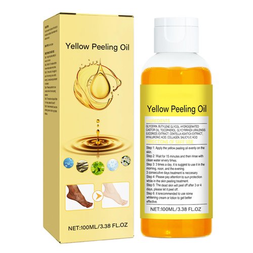 Yellow Peeling Oil, Exfoliating Chemical Peel At Home for Hand, Body and Foot Peel, Extra Strong Exfoliant Peeling Oil for Dark Skin Extra Strength All Skin Type 3.38 Fl Oz