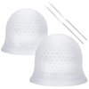 FRIUSATE 2 Pieces Punched Highlight Cap for Hair with Hook, Hair Highlighting Kit, Reusable Silicone Highlighting Cap Pull Through Caps Hair Coloring Dyeing Frosting Cap with Hook for Women Men