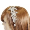 Tri-Level Hair Comb 6 Inch Crystal Flowers Bridal, Silver