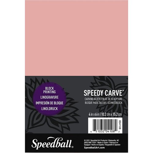 Speedball Speedy-Carve Block Printing Carving Block, Rectangle, Pink, 4 x 6 Inches (6-Pack), Linoleum for Printmaking
