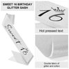Semato Birthday Crown and Sweet 16 Sash Glitter Kit for Girls - Silver Metal Costume Circlet, Gold Shiny Cloth Sash with Pearl Pin - 16th Birthday Party Supplies and Favors