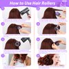 Jumbo Hair Curlers Rollers, 12Pcs Hair Roller Curlers Self Grip Holding Rollers with12 Stainless Steel Duckbill Clips for Long Hair Volume (Purple)
