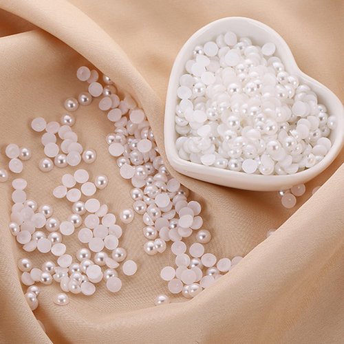 9000Pcs 2mm White Flatback Pearls for Nail Art Half Round Pearls Bulk for Artwork Making Craft DIY Accessory