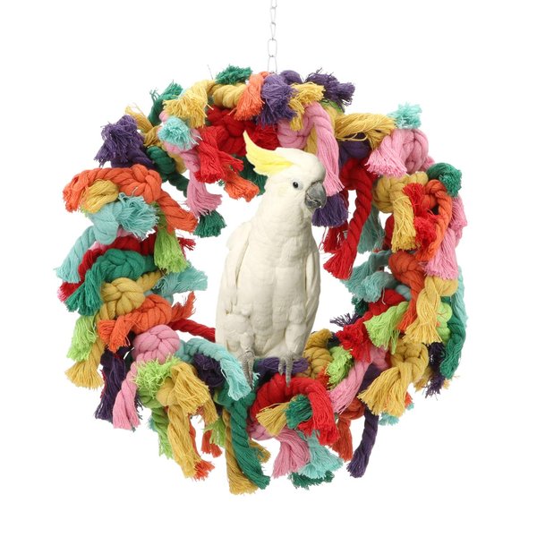 Hypeety Pet Toy Cotton Ring for Parrot Exercise, Chew, Snuggle Bird Toys, 30 cm / 11.8 in Diameter