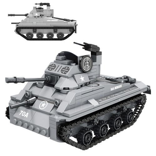 WULOBOOI WW2 Army M4A3 Tank Toys Building Blocks Set, Adult Collectible Tanks Model to Display, 350 Pieces Educational Construction Toys Gifts for Military Fans Boys Kids 8 9 10+