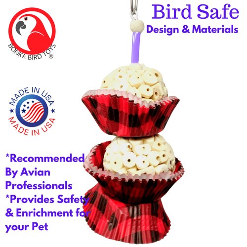 1932CT Tartan Two Cake Bird Toys Foraging Parrot Cage Toy Sola Shred Chew