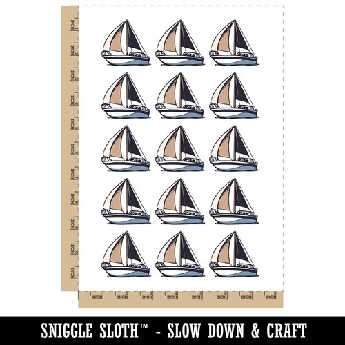 Simple Sailboat on Ocean Water Temporary Tattoo Water Resistant Fake Body Art Set Collection - 15 2" Tattoos (1 Sheet)