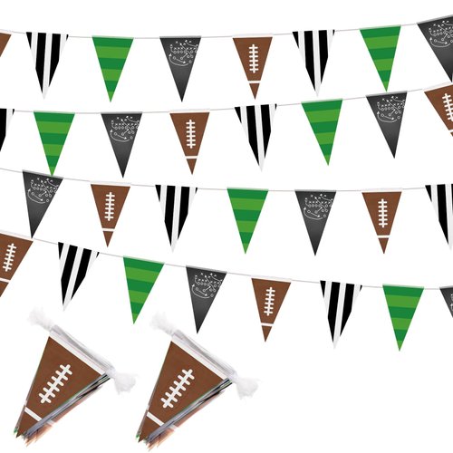 VitalCozy 131 ft Football Pennant Banners American Football Banner Pennant Flag Garland Bunting for Football Party Supplies Birthday Party Home Outdoor Hanging Decoration, 4 Pcs