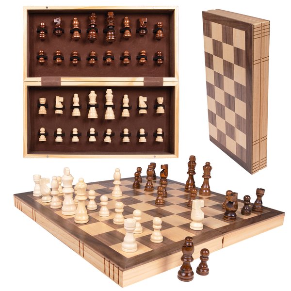 Premium Wooden Chess Set, 11'' Chess Board Game with Wooden Storage Box & Magnetic Chess Closure, Folding Luxury Chess Set, Travel Chess Sets for Adults & Kids, Chess Sets for Adults, Chess Set Kids