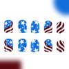 4th of July Press on Nails Short Square Fake Nails Red Blue Acrylic Nails with Star Design Full Cover Glossy False Nails Reusable Acrylic Nails for Women and Girls Independence Day Manicure 24Pcs