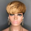 HOTKIS Pixie Cut Wig Human Hair Blonde Short Human Hair Wigs for Black Women Short Wigs Human Hair Natural Straight Short Hair Wigs Pixie Wig with Neat Bang Ombra 1b/27#
