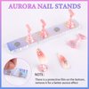 Difenni Nail Stand Acrylic Aurora Nail Display Stand Magnetic Nail Tips Practice Holder with 48 Pcs Reusable Adhesive Putty for DIY Painting Nails Stand Kit (Pink)