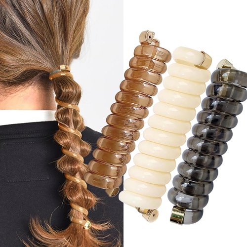 Spiral Hair Tie Braid Hair Band Stylish Phone Cord Hair Coils No Crease Ponytail Holders for Women Girls Long Curly Hair