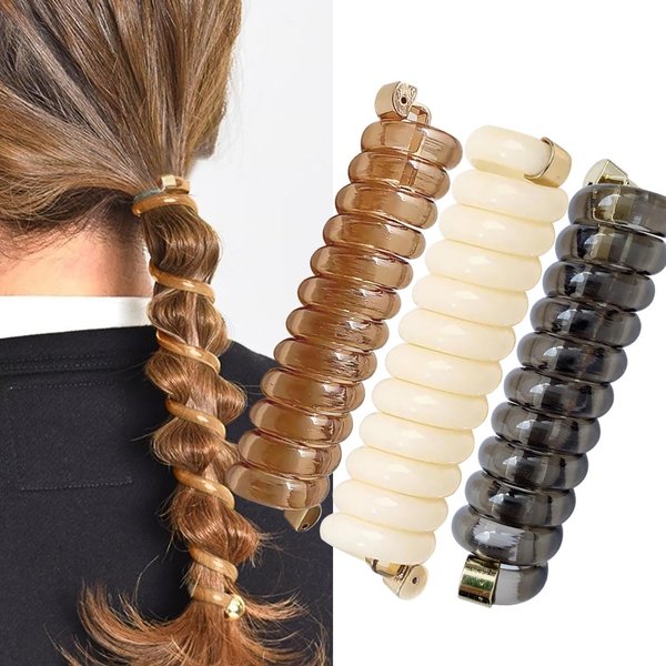 Spiral Hair Tie Braid Hair Band Stylish Phone Cord Hair Coils No Crease Ponytail Holders for Women Girls Long Curly Hair