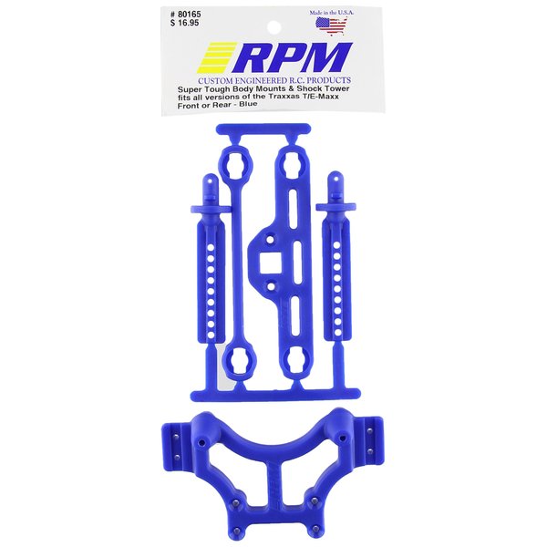 RPM 80165 Shock Tower/Adjustable Mounts Blue T/E-Maxx Blue