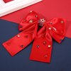 4th of July Accessories Hair Bows for Women Silky Satin Red Hair Bows American Flag Star Bows Patriotic Hair Ribbon Bow Clips USA Fourth Of July Hair Accessories Outfits Gifts Party Favors (Red)